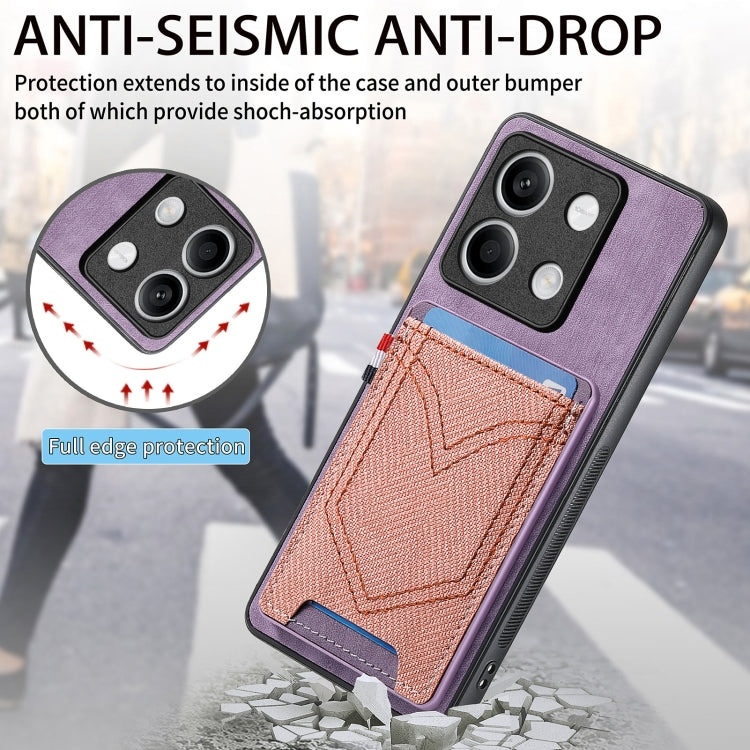 For Xiaomi Redmi Note 13 Denim Texture Leather Skin Phone Case with Card Slot(Purple) - Note 13 Cases by buy2fix | Online Shopping UK | buy2fix