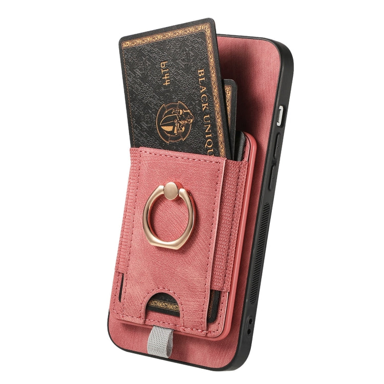 For  iPhone 16 Retro Splitable Magnetic Card Bag Leather Phone Case(Pink) - iPhone 16 Cases by buy2fix | Online Shopping UK | buy2fix