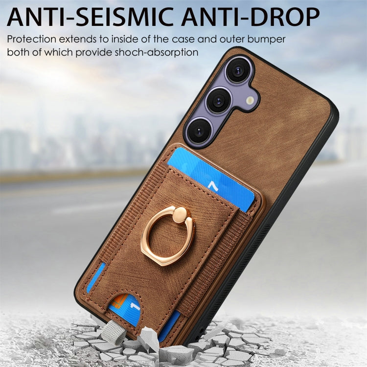 For Samsung Galaxy S25+ 5G Retro Splitable Magnetic Card Bag Leather Phone Case(Brown) - Galaxy Phone Cases by buy2fix | Online Shopping UK | buy2fix