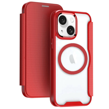 For iPhone 15 MagSafe RFID Blocking Adsorption Flip Leather Phone Case(Red) - iPhone 15 Cases by buy2fix | Online Shopping UK | buy2fix
