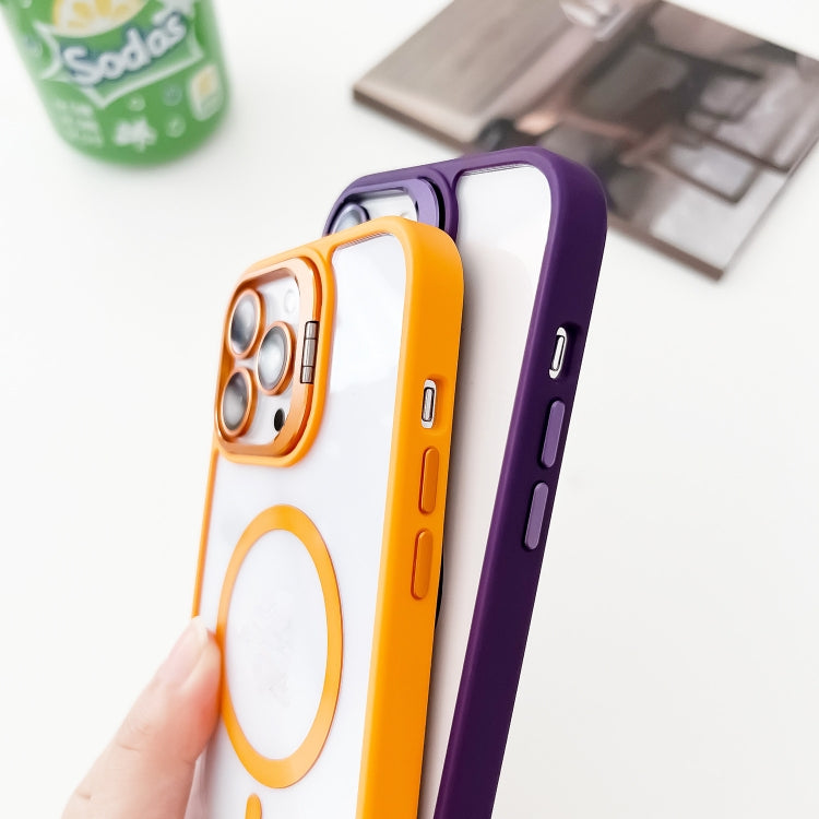 For  iPhone 14 Plus MagSafe Acrylic Hybrid TPU Holder Phone Case with Lens film(Purple) - iPhone 14 Plus Cases by buy2fix | Online Shopping UK | buy2fix