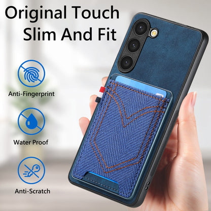 For Samsung Galaxy S25+ 5G Denim Texture Leather Skin Phone Case with Card Slot(Blue) - Galaxy S25+ 5G Cases by buy2fix | Online Shopping UK | buy2fix