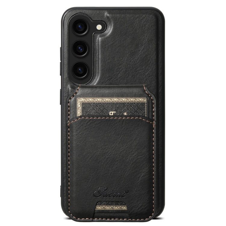 For Samsung Galaxy S24 5G Suteni H15  Oil Eax Leather Detachable Wallet Back Phone Case(Black) - Galaxy S24 5G Cases by Suteni | Online Shopping UK | buy2fix