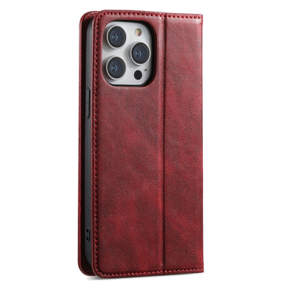 For iPhone 15 Pro Max Suteni J02 Oil Wax Wallet Leather Phone Case(Red) - iPhone 15 Pro Max Cases by Suteni | Online Shopping UK | buy2fix