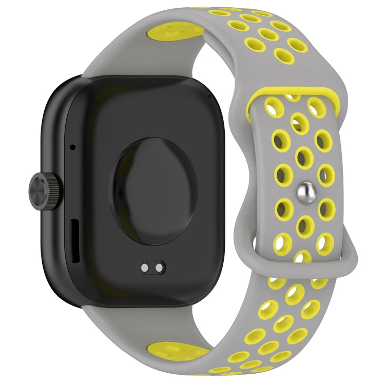 For Redmi Watch 4 Dual Color Perforated Silicone Watch Band(Gray Yellow) - Watch Bands by buy2fix | Online Shopping UK | buy2fix