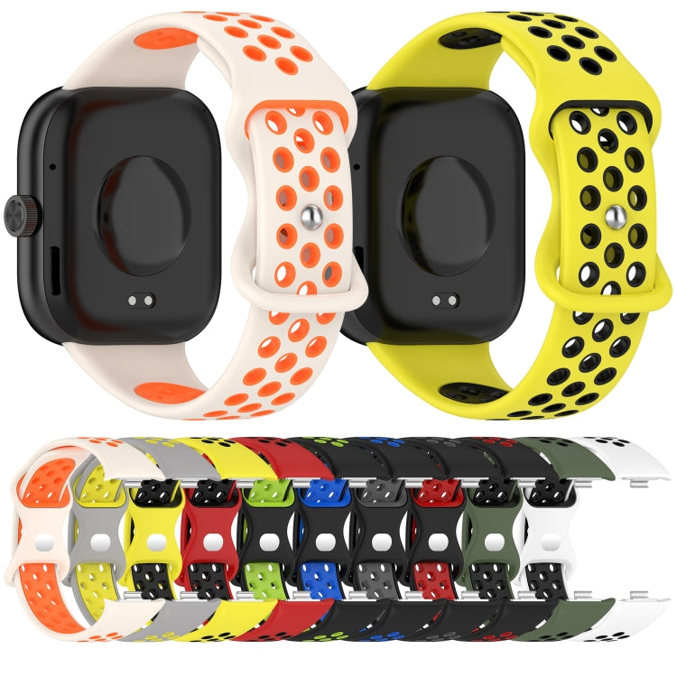 For Redmi Watch 4 Dual Color Perforated Silicone Watch Band(Yellow Black) - Watch Bands by buy2fix | Online Shopping UK | buy2fix