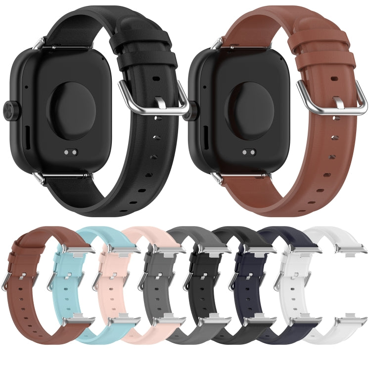 For Xiaomi Mi Band 8 Pro Round Tail Top Layer Leather Watch Band(Pink) - Watch Bands by buy2fix | Online Shopping UK | buy2fix