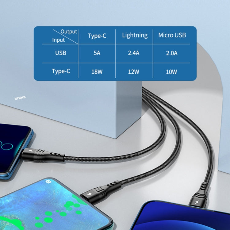 ENKAY 6-in-1 5A USB / Type-C to Type-C / 8 Pin / Micro USB Multifunction Fast Charging Cable, Cable Length:1m(Black) - Multifunction Cable by ENKAY | Online Shopping UK | buy2fix