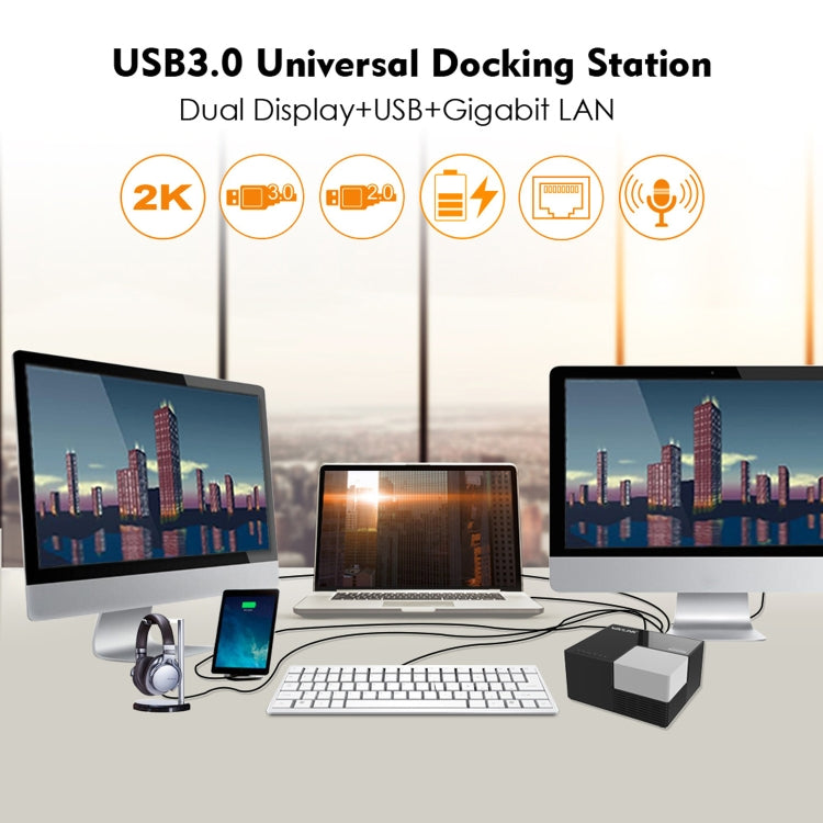 WAVLINK WL-UG39DK3 Fast Charging Gigabit Ethernet Dual Display Video Dock USB 3.0 Hub, Plug:EU Plug -  by WAVLINK | Online Shopping UK | buy2fix