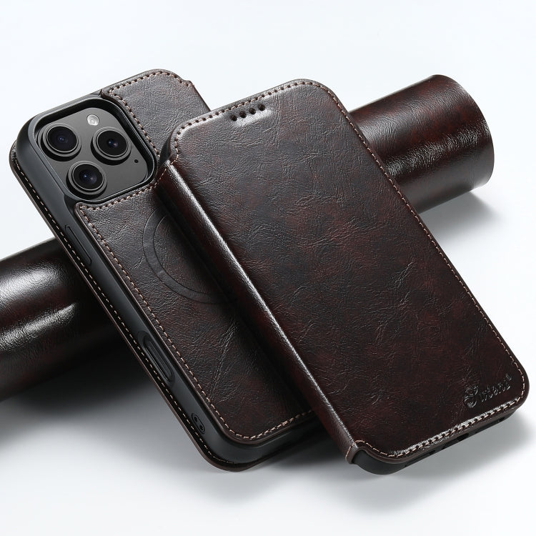 For iPhone 16 Pro Max Suteni J05 Leather Magnetic MagSafe Phone Case(Brown) - iPhone 16 Pro Max Cases by Suteni | Online Shopping UK | buy2fix