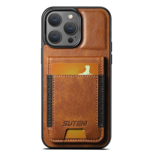 For iPhone 15 Pro Max Suteni H03 Oil Wax Leather Wallet Stand Back Phone Case(Brown) - iPhone 15 Pro Max Cases by Suteni | Online Shopping UK | buy2fix