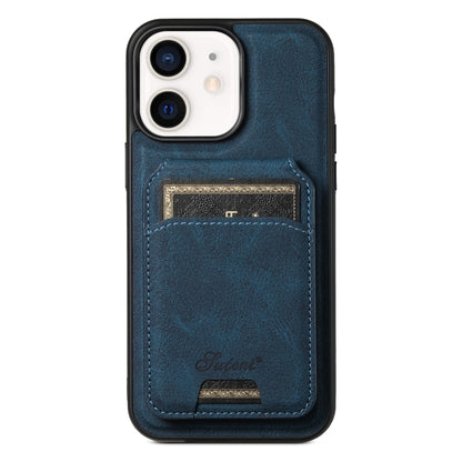 For iPhone 12  Suteni H17 Litchi Texture Leather MagSafe Detachable Wallet Phone Case(Blue) - iPhone 12 / 12 Pro Cases by Suteni | Online Shopping UK | buy2fix