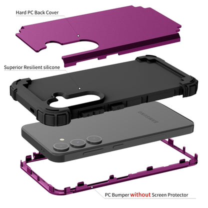 For Samsung Galaxy S24+ 5G 3 in 1 Silicone Hybrid PC Shockproof Phone Case(Dark Purple) - Galaxy S24+ 5G Cases by buy2fix | Online Shopping UK | buy2fix