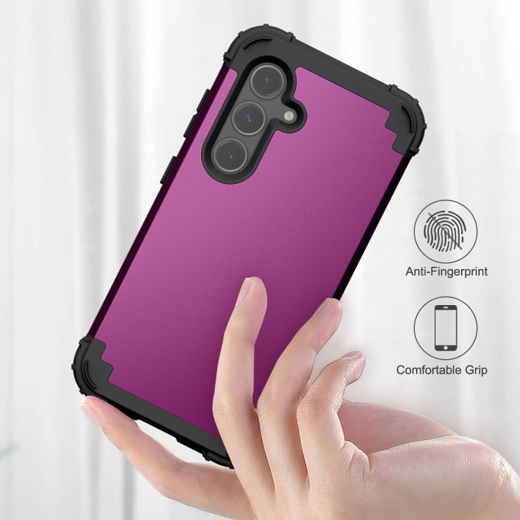 For Samsung Galaxy S24+ 5G 3 in 1 Silicone Hybrid PC Shockproof Phone Case(Dark Purple) - Galaxy S24+ 5G Cases by buy2fix | Online Shopping UK | buy2fix