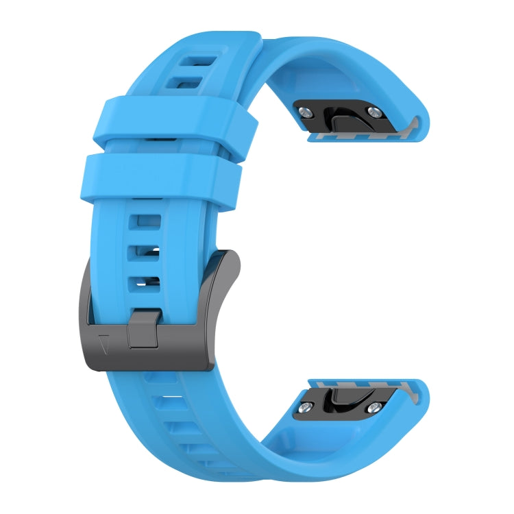 For Garmin Fenix 6 GPS Solid Color Black Buckle Silicone Quick Release Watch Band(Sky Blue) - Watch Bands by buy2fix | Online Shopping UK | buy2fix