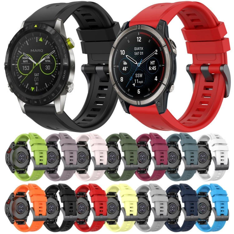 For Garmin Fenix 6 Pro GPS Solid Color Black Buckle Silicone Quick Release Watch Band(Black) - Watch Bands by buy2fix | Online Shopping UK | buy2fix