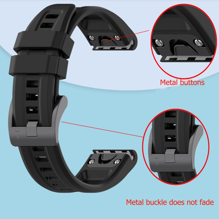 For Garmin MARQ Solid Color Black Buckle Silicone Quick Release Watch Band(Black) - Watch Bands by buy2fix | Online Shopping UK | buy2fix