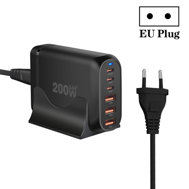 GaN PD100W Type-C x 3 + USB x 3 Multi Port Laptop Adapter, Plug Size:EU Plug - Universal Power Adapter by buy2fix | Online Shopping UK | buy2fix