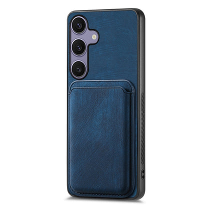 For Samsung Galaxy S25 5G Retro Leather Card Bag Magnetic Phone Case(Blue) - Galaxy S25 5G Cases by buy2fix | Online Shopping UK | buy2fix