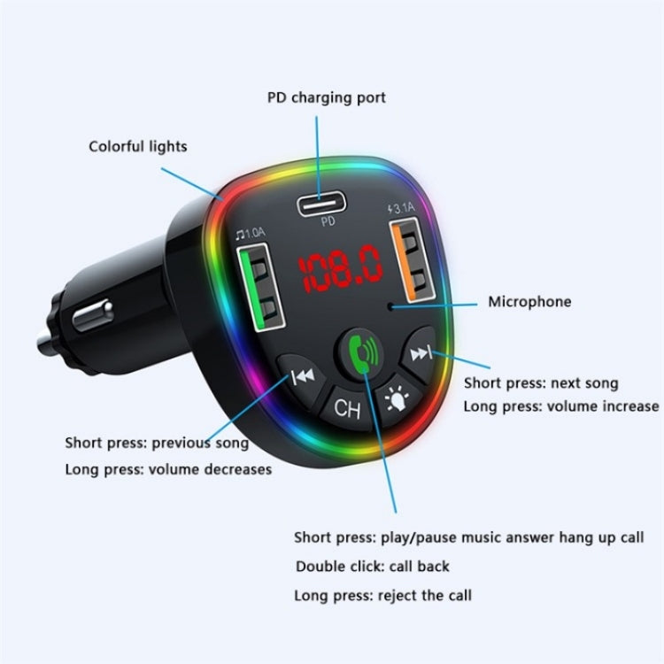 P25 Phone Dual USB Cigarette Lighter Charger Bluetooth Hands-Free Car Player - Car Charger by buy2fix | Online Shopping UK | buy2fix