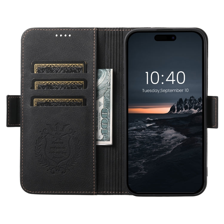 For iPhone 16 Plus SUTENI J07 Multifunctional Horizontal Flip Magsafe Leather Phone Case(Black) - iPhone 16 Plus Cases by Suteni | Online Shopping UK | buy2fix