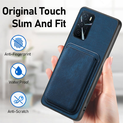 For OPPO A78 4G Retro Leather Card Bag Magnetic Phone Case(Blue) - OPPO Cases by buy2fix | Online Shopping UK | buy2fix