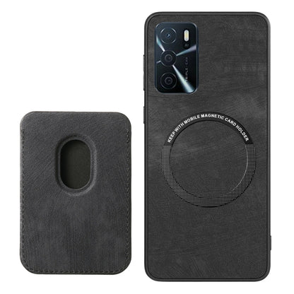 For OPPO A17K Retro Leather Card Bag Magnetic Phone Case(Black) - OPPO Cases by buy2fix | Online Shopping UK | buy2fix