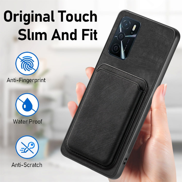 For OPPO A17K Retro Leather Card Bag Magnetic Phone Case(Black) - OPPO Cases by buy2fix | Online Shopping UK | buy2fix