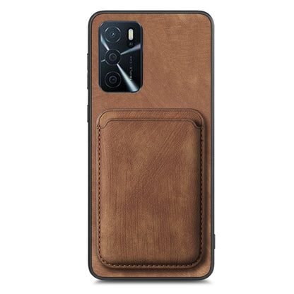 For OPPO A17 Retro Leather Card Bag Magnetic Phone Case(Brown) - OPPO Cases by buy2fix | Online Shopping UK | buy2fix