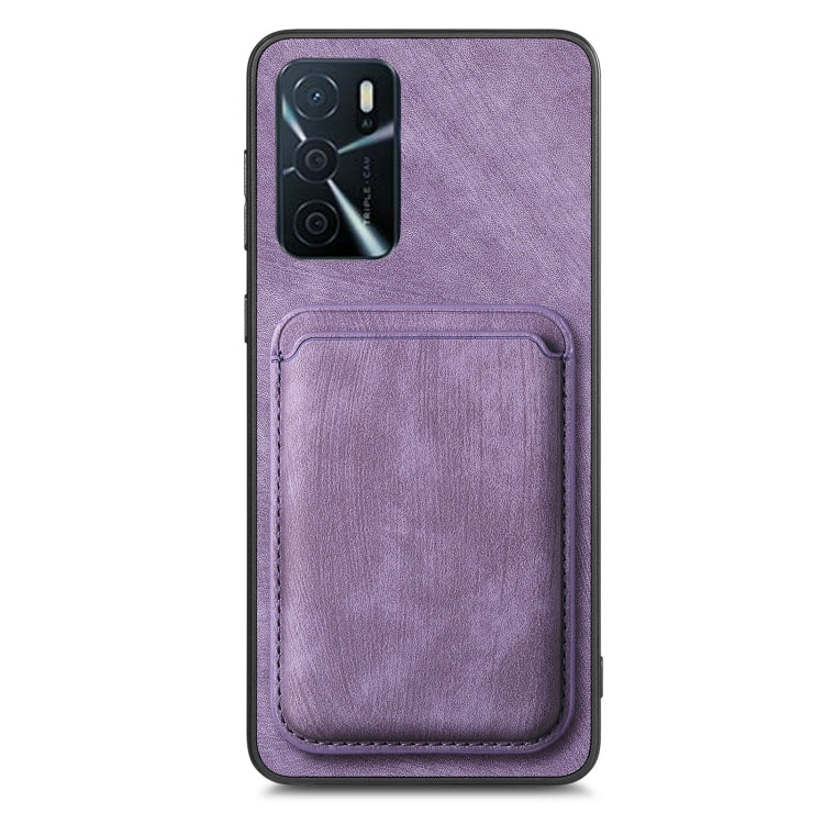 For OPPO A57 4G Retro Leather Card Bag Magnetic Phone Case(Purple) - OPPO Cases by buy2fix | Online Shopping UK | buy2fix