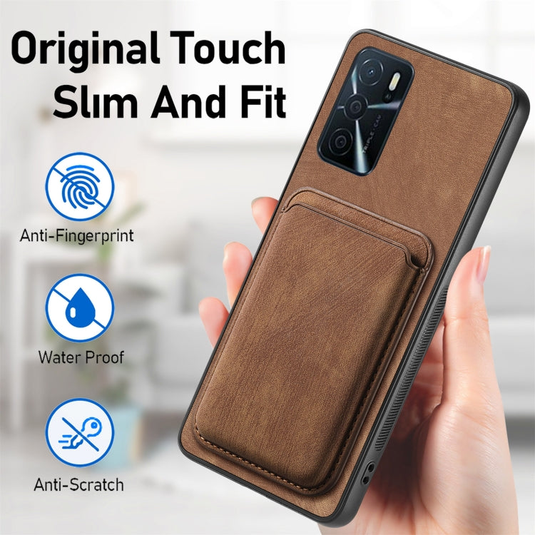 For OPPO Reno8 Pro 5G Retro Leather Card Bag Magnetic Phone Case(Brown) - OPPO Cases by buy2fix | Online Shopping UK | buy2fix