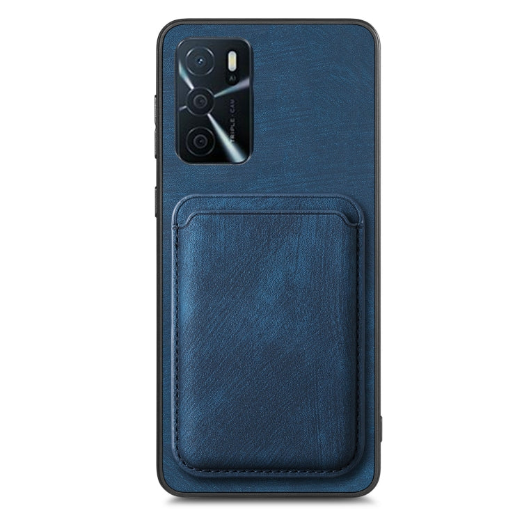 For OPPO A38 4G / A18 4G Retro Leather Card Bag Magnetic Phone Case(Blue) - OPPO Cases by buy2fix | Online Shopping UK | buy2fix
