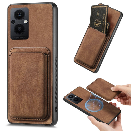 For OPPO Reno7 Z 5G/F21 Pro 5G Retro Leather Card Bag Magnetic Phone Case(Brown) - OPPO Cases by buy2fix | Online Shopping UK | buy2fix