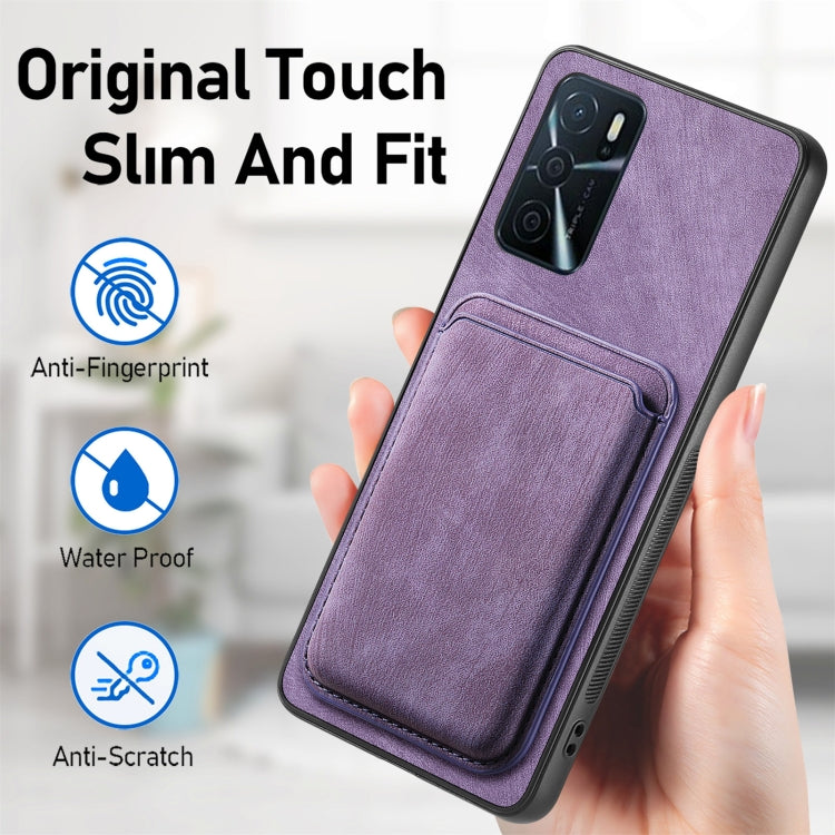 For OPPO Reno7 Z 5G/F21 Pro 5G Retro Leather Card Bag Magnetic Phone Case(Purple) - OPPO Cases by buy2fix | Online Shopping UK | buy2fix