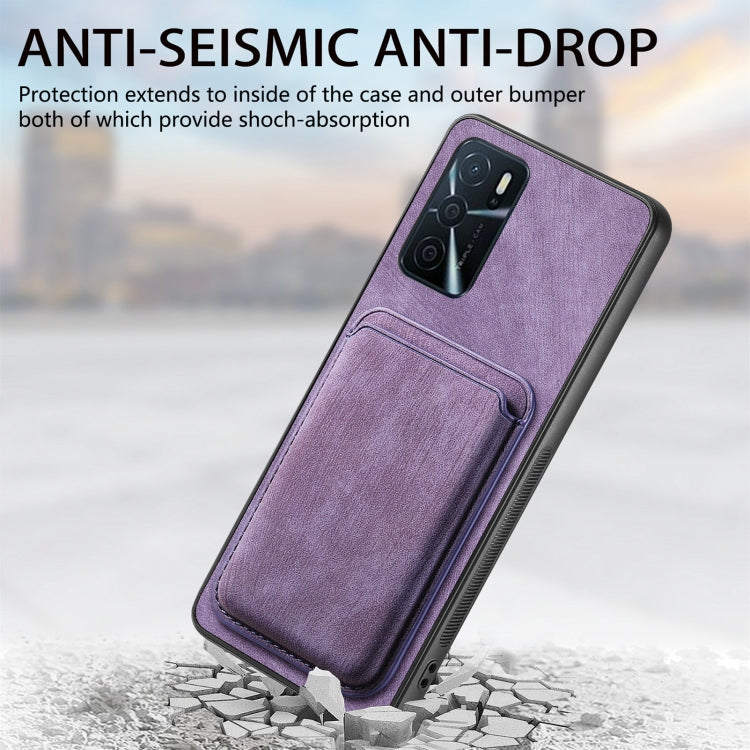 For OPPO A53 / A53S Retro Leather Card Bag Magnetic Phone Case(Purple) - OPPO Cases by buy2fix | Online Shopping UK | buy2fix