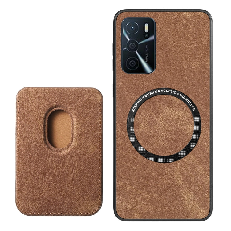 For OPPO A7/A12 Retro Leather Card Bag Magnetic Phone Case(Brown) - OPPO Cases by buy2fix | Online Shopping UK | buy2fix