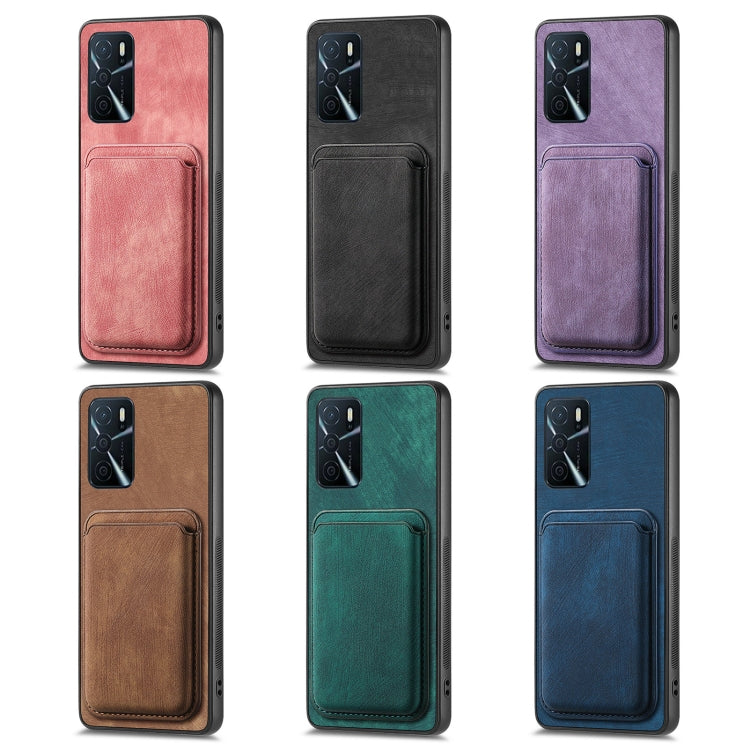 For OPPO Reno6 Pro 5G Retro Leather Card Bag Magnetic Phone Case(Black) - OPPO Cases by buy2fix | Online Shopping UK | buy2fix