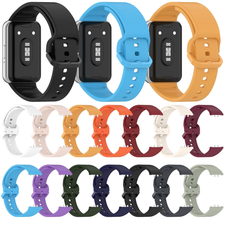 For Samsung Galaxy Fit 3 Solid Color Colorful Buckle Silicone Watch Band(Black) - Watch Bands by buy2fix | Online Shopping UK | buy2fix