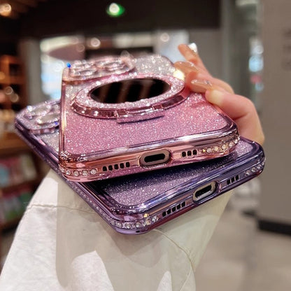 For iPhone 14 Pro Max MagSafe Rhinestone Mirror Glitter TPU Phone Case(Night Purple) - iPhone 14 Pro Max Cases by buy2fix | Online Shopping UK | buy2fix