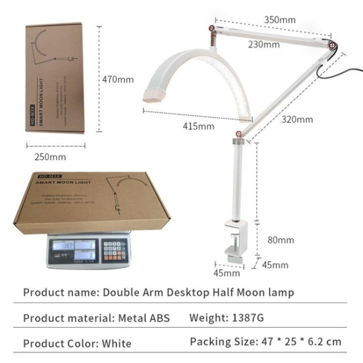 HD-M3X For Eyelash Extensions / Tattoo / Nail Art Lighting Lamp 16 inch Clip-on Half Moon Desk Lamp(US Plug) - Selfie Light by buy2fix | Online Shopping UK | buy2fix