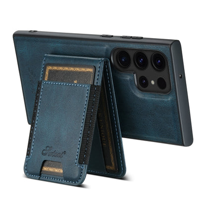 For Samsung Galaxy S23 Ultra 5G Suteni H17 Oil Eax Leather Detachable Wallet Phone Case(Blue) - Galaxy S23 Ultra 5G Cases by Suteni | Online Shopping UK | buy2fix