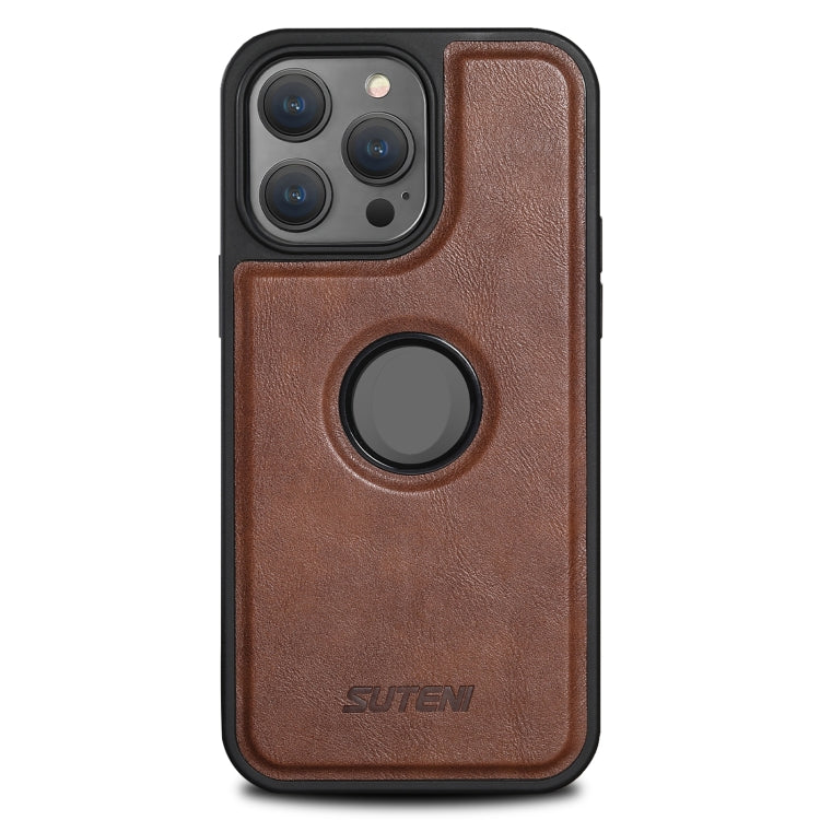 For iPhone 15 Pro Suteni G1 Magsafe Leather Back Phone Case(Brown) - iPhone 15 Pro Cases by Suteni | Online Shopping UK | buy2fix