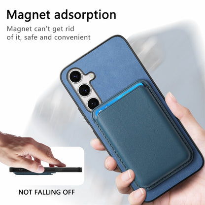 For Samsung Galaxy S25 5G Retro Magsafe Card Bag PU Back Cover Phone Case(Blue) - Galaxy S25 5G Cases by buy2fix | Online Shopping UK | buy2fix