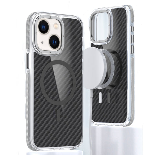 For iPhone 13 Magsafe Dual-Color Carbon Fiber Phone Case(Grey) - iPhone 13 Cases by buy2fix | Online Shopping UK | buy2fix