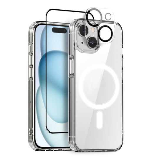 For iPhone 15 Plus NORTHJO 3 in 1 Magsafe Clear Phone Case with Screen Film + Rear Lens Film - iPhone 15 Plus Cases by NORTHJO | Online Shopping UK | buy2fix