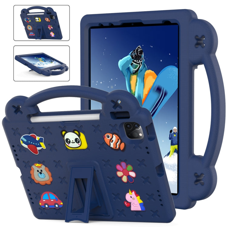 For iPad Air 11 2024 Handle Kickstand Children EVA Shockproof Tablet Case(Navy Blue) - iPad Air 11 2024 Cases by buy2fix | Online Shopping UK | buy2fix