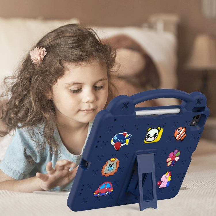 For iPad Air 13 2024 Handle Kickstand Children EVA Shockproof Tablet Case(Navy Blue) - iPad Air 13 2024 Cases by buy2fix | Online Shopping UK | buy2fix