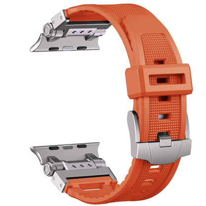 For Apple Watch Ultra 2 49mm Silicone Armor Mecha Head Watch Band(Orange) - Watch Bands by buy2fix | Online Shopping UK | buy2fix