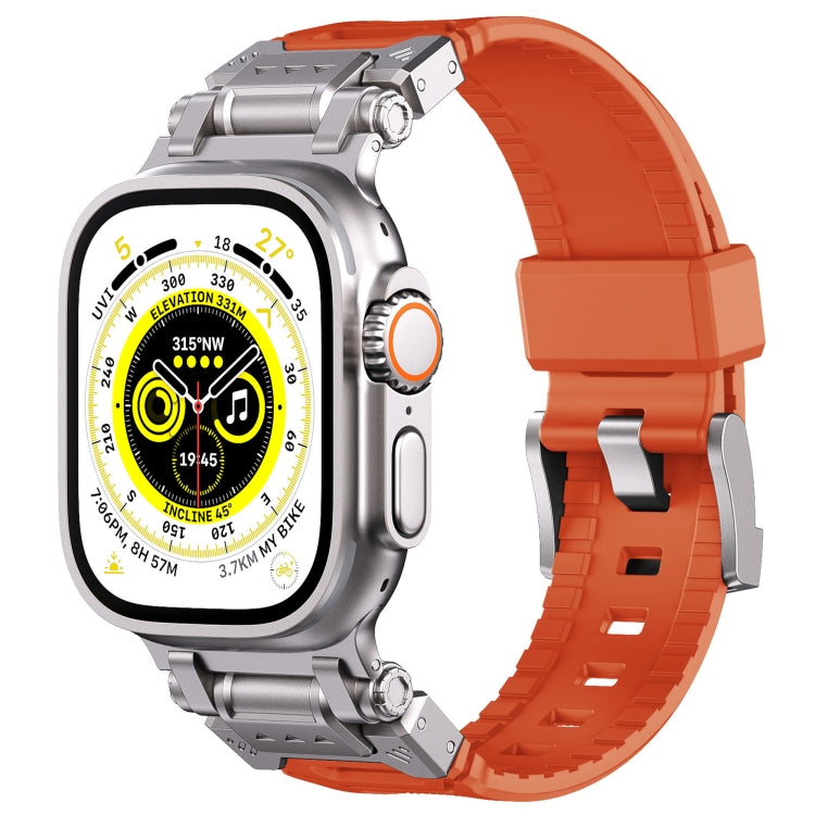 For Apple Watch Ultra 49mm Silicone Armor Mecha Head Watch Band(Orange) - Watch Bands by buy2fix | Online Shopping UK | buy2fix