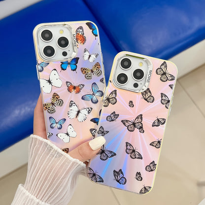 For iPhone 16 Pro Electroplating Laser Butterfly Phone Case(Color Butterflies AB1) - iPhone 16 Pro Cases by buy2fix | Online Shopping UK | buy2fix